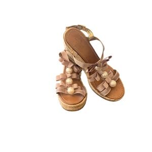 Kate Spade Espadrille Wedge Sandals Ribbon Bow Pearl Detail‎ Feminine Size 8.5